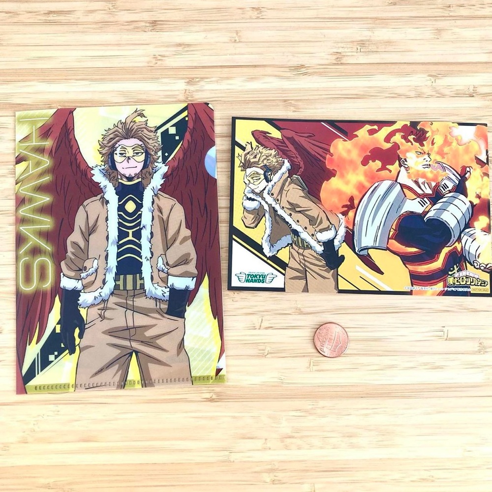 Rare my hero academia Hawks & Endeavor clear file and postcard set